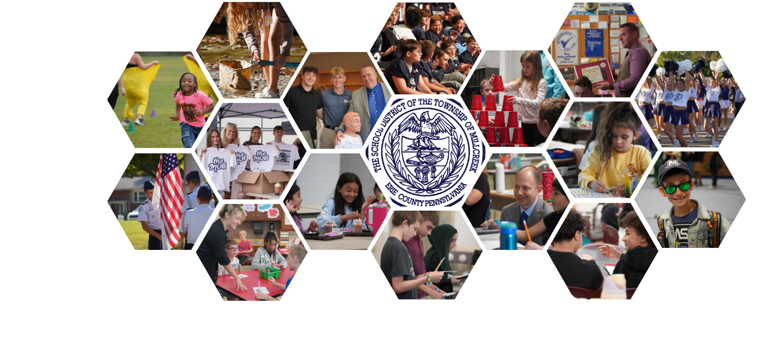 a graphic of multiple photos of students and staff throughout the year in a hexagonal pattern